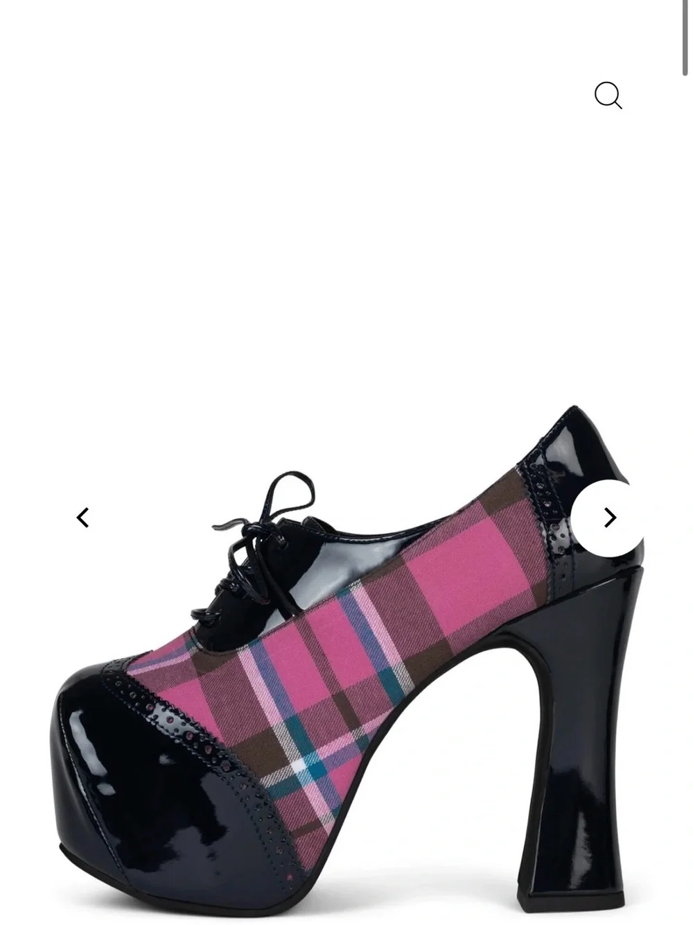 Women's Pink Plaid Platform Lace-Up Heels